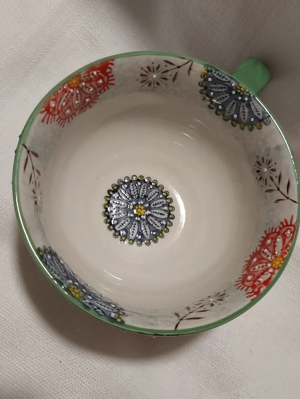 Pier 1 Imports Multicolor Mandala Floral Handpainted Oversized Mug